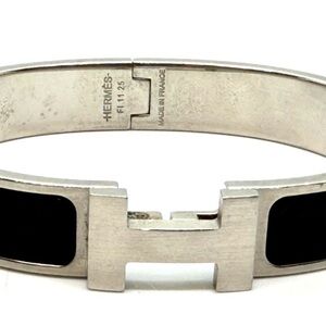 Hermes Silver and Black Men's Bracelet